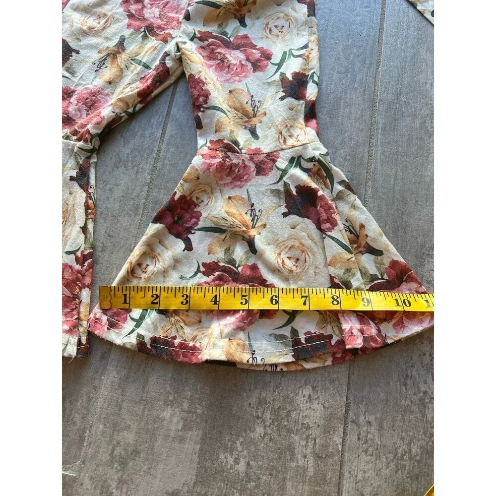 Los Angeles Boutique Flare Bell Bottom Floral Pants & Headband Outfit Set 3T